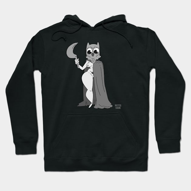 Cute but Creepy Owl Girl in Black & White Hoodie by TheSuperAbsurdist